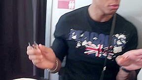 Berta in slut gets horny in a public toilet sex scene