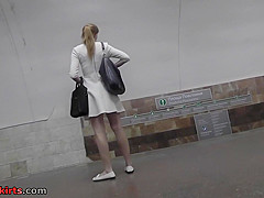 Best upskirt video of a blonde wearing a hot thong