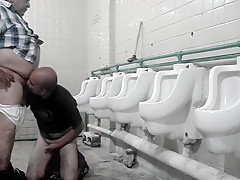 Big bellied grandpa getting sucked