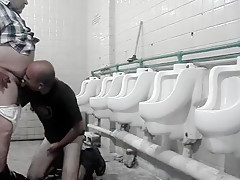 Big bellied grandpa getting sucked