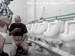 Big bellied grandpa getting sucked
