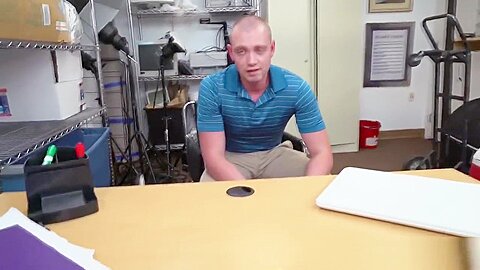 Big black cock for white guy asshole in office