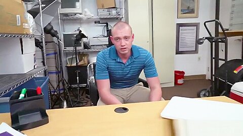 Big black cock for white guy asshole in office
