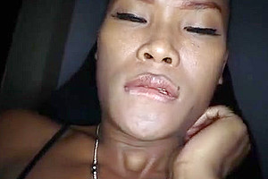 Big dick dark skinned ladyboy butt fuck in a sex chair