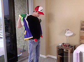 Big dick pokemon fan Kyle Rhodes jacks it off the hard way