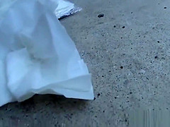 Bizarre asian whore pees in car park