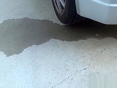 Bizarre asian whore pees in car park