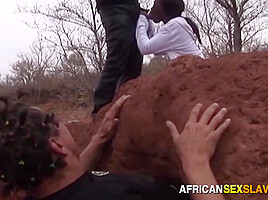 Black ebony submissive whore interracial hardcore outdoors
