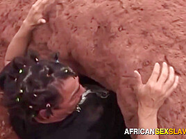Black ebony submissive whore interracial hardcore outdoors