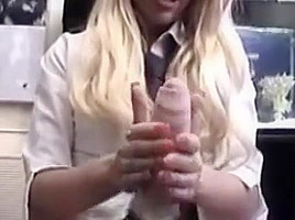 Blond gives nice handjob