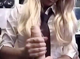 Blond gives nice handjob