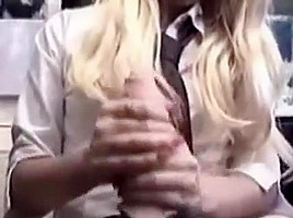 Blond gives nice handjob