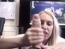 Blond gives nice handjob