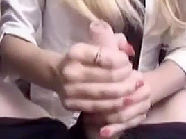 Blond gives nice handjob