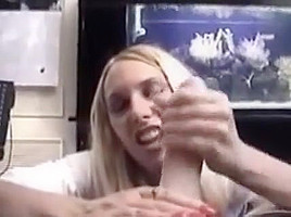 Blond gives nice handjob
