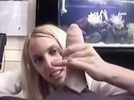 Blond gives nice handjob