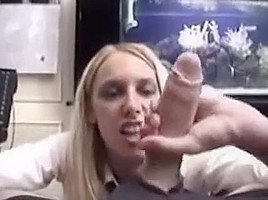 Blond gives nice handjob