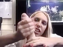 Blond gives nice handjob