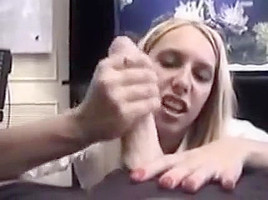 Blond gives nice handjob