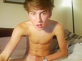 Blond twink jerks on cam
