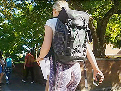 Blonde College Athlete in Tight Leggings