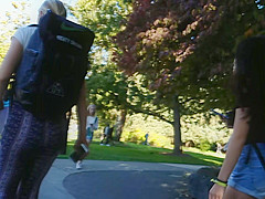 Blonde College Athlete in Tight Leggings