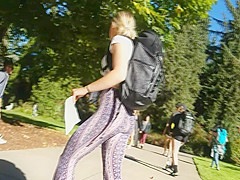 Blonde College Athlete in Tight Leggings