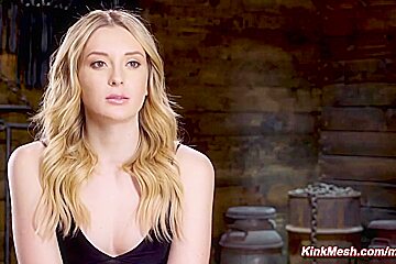 Blonde Locked Against The Wall And Fingered