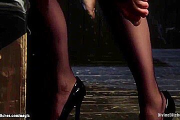 Blonde Mistress Pegging Slaveboy