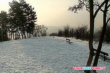 Blonde Wife Warms Strangers Cock In The Snow