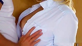 Blonde With Huge Natural Tits Bangs