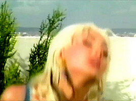 Blonde fucking goddess on the balcony of the building