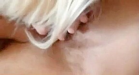 Blonde jerks a guy off with a little cock sucking