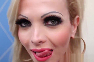Blonde shemale caught wanking his big dick