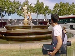 Blonde slave running in public streets