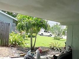 Blonde teen 18+ Sucks Cock behind House