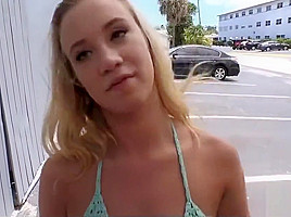 Blonde teen 18+ Sucks Cock behind House