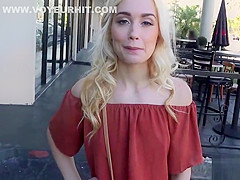 Blonde teen 18+ rides cowgirl in public