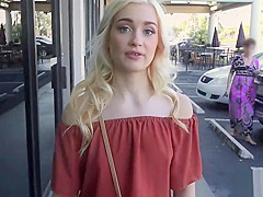 Blonde teen 18+ rides cowgirl in public