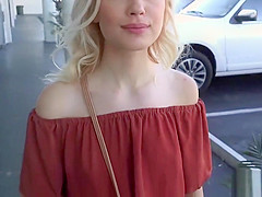 Blonde teen 18+ rides cowgirl in public