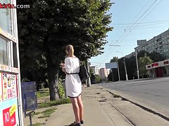 Blonde with pony tail caught on upskirt camera