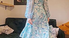 Blue Dress And Genuine Nylons Show In 4k