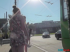 Breathtaking upskirt shot of skinny ass gal in g-string