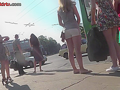 Breathtaking upskirt shot of skinny ass gal in g-string