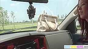 BrookeSkye with tight pussy and fingering on car