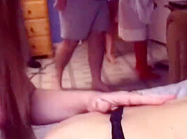 Brunette Gets Bent Over And Girl Fucks Her With Massive Strap-on