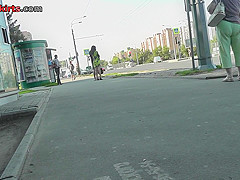 Brunette gal plays the main role in upskirt scene
