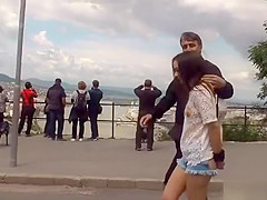 Brunette gets huge dick in public pub