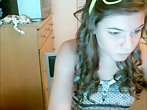 Brunette showing her nice tits on webcam