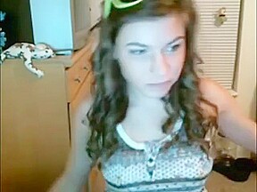 Brunette showing her nice tits on webcam
